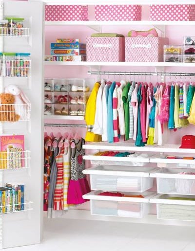 Wardrobe storage for girls room
