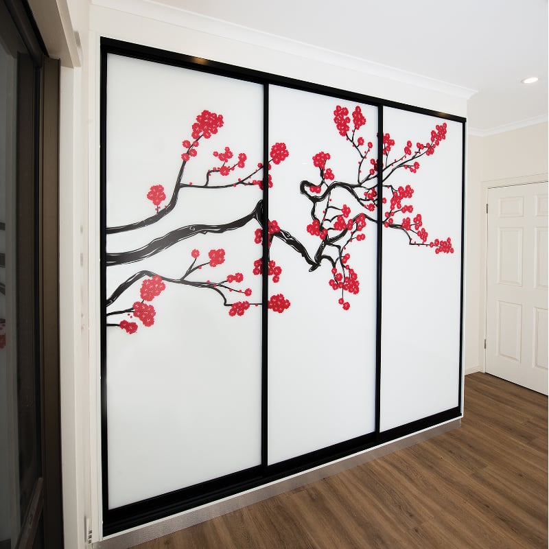 Cherry Blossom Motif on Sliding Closet Doors