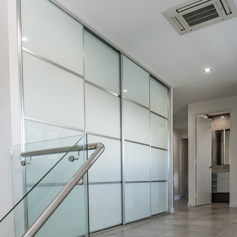 Multi Panel Sliding Doors with Silver Frames