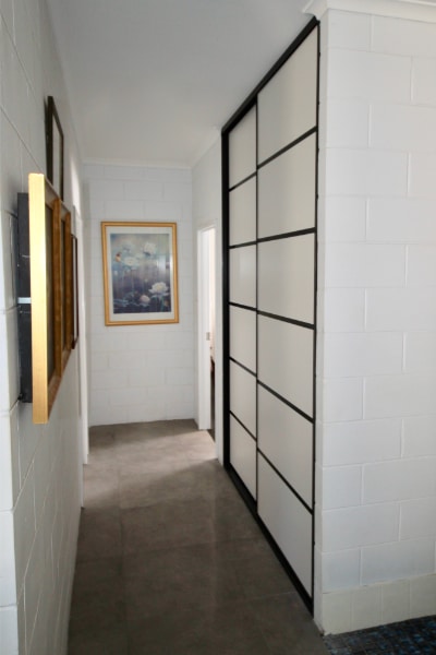 Hallway Linen Cupboard Multi Panel Design White & Black Frames