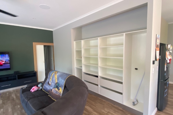 Before photo of existing cabinetry for cupboard doors