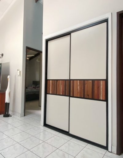 Living Room Internal Sliding Cupboard Doors with Timber Louvres