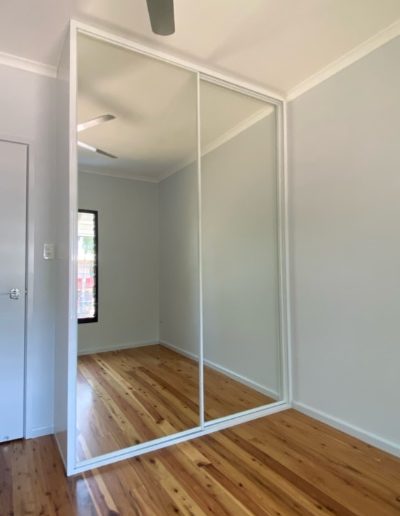 Wardrobes for New Home Mirror Sliding Doors with White Frames